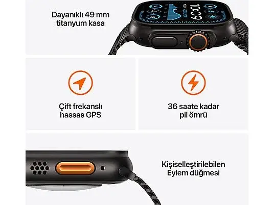 Apple Watch Ultra 2 GPS + Cellular 49mm Black Titanium Case with Black Titanium Milanese Loop - M