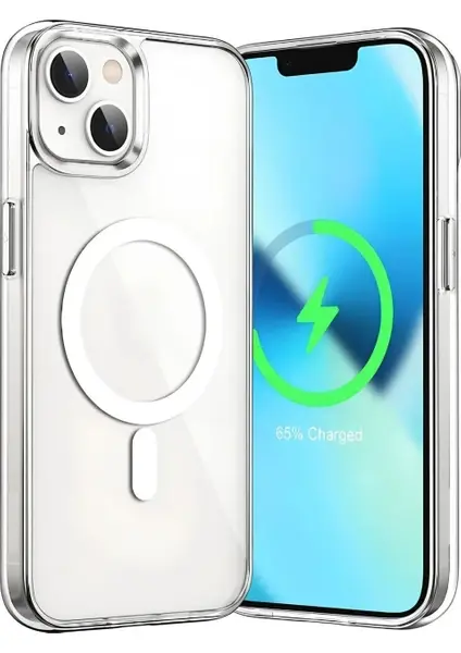 Apple Iphone 14 / 15 / 16 Promax Kılıf Kablosuz Şarj Magsafe Uyumlu Köşe Korumalı Şeffaf Kılıf