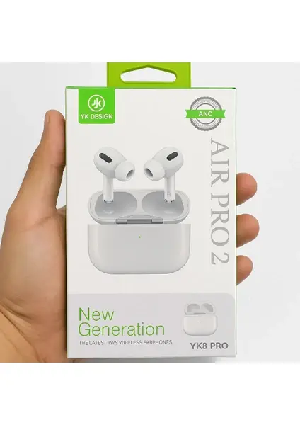 Air Pro 2 Yk8 Pro Tws Kablosuz Bluetooth Kulaklık (Anc, Wireless Şarj Destekli)