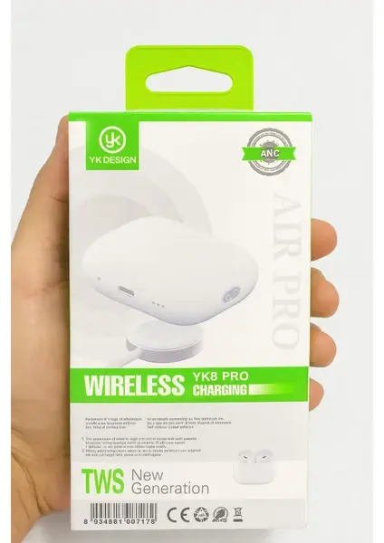 Air Pro 2 Yk8 Pro Tws Kablosuz Bluetooth Kulaklık (Anc, Wireless Şarj Destekli)